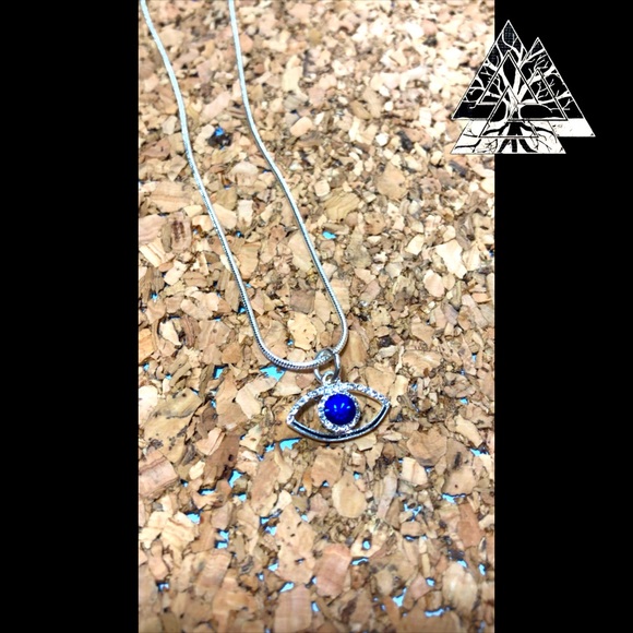 Silver Evil Eye Swarovski Crystal Necklace - Picture 5 of 6